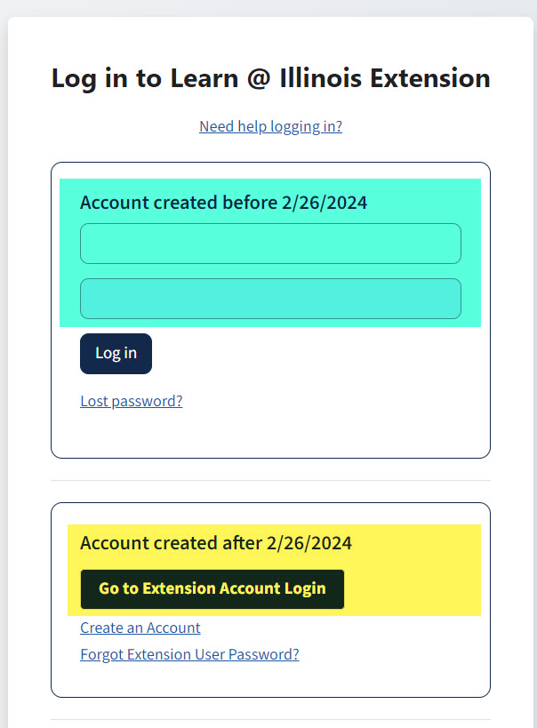 Learn @ Illinois Extension login page
